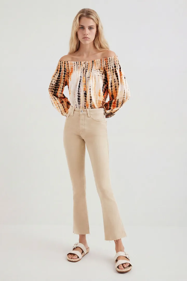 Desigual, Vaquero Flare cropped, Algodon, MarróN, 36