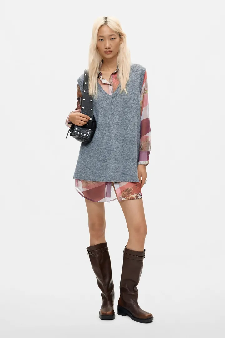 Desigual, Vestido Camisa 2 en 1, Mujer, Poliester, Negro, L