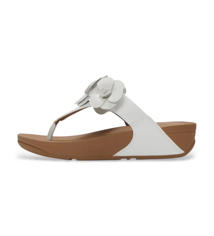 Fitflop para mujer. A4N-194 Sandalias de Piel Lulu Flower Toe-Post blanco (36), 3 a 5cm, Ninguno, Casual