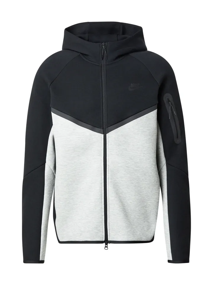 Nike Sportswear Sudadera con cremallera 'TECH FLEECE'  gris claro / negro