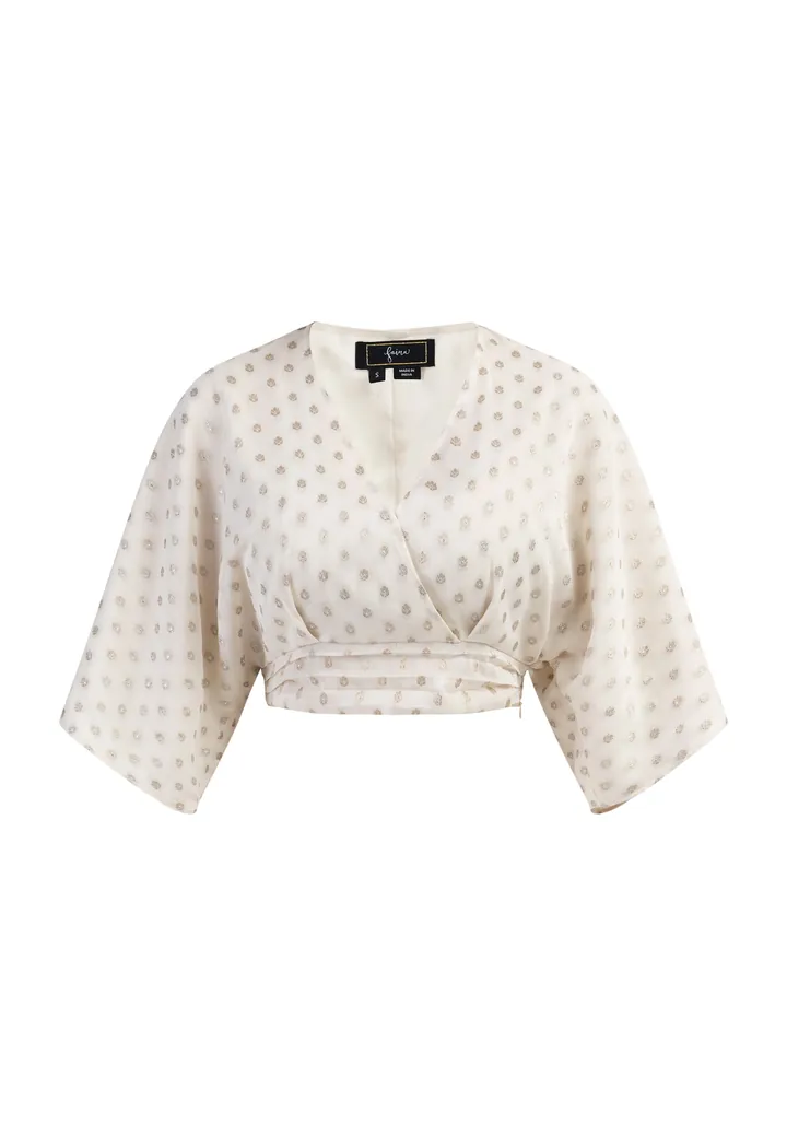 faina Blusa 'Minya' oro / plata / blanco lana