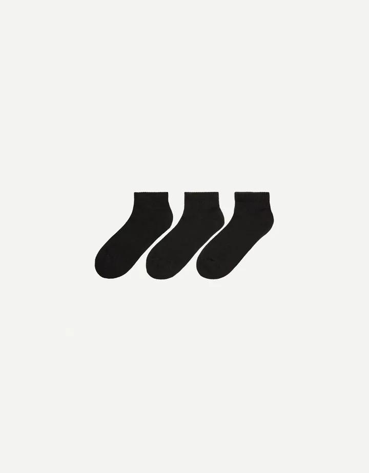 Bershka Pack 3 Calcetines Sport Tobilleros Hombre L Negro