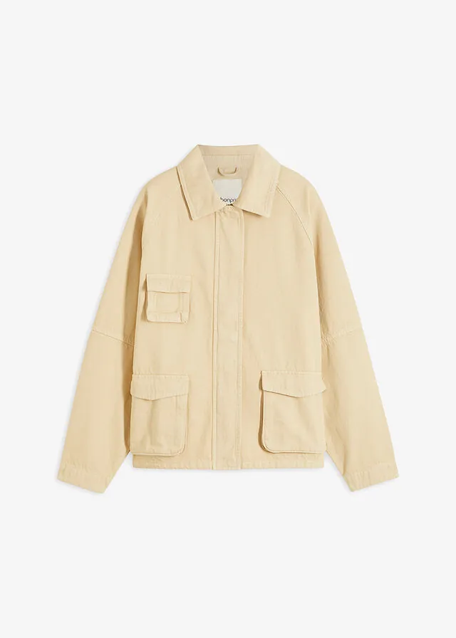 Chaqueta tipo militar de algodón puro