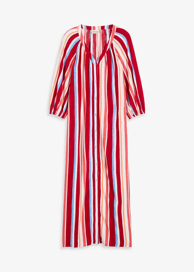 Vestido tipo caftán de viscosa estructurada de rayas