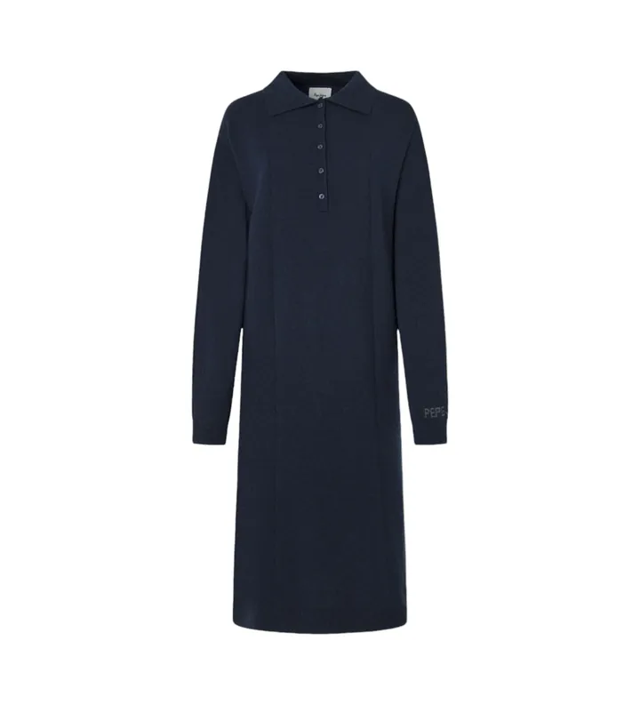 Pepe Jeans para mujer. PL953592 Vestido Polo Haddie marino (M), Casual, Poliéster, Manga larga