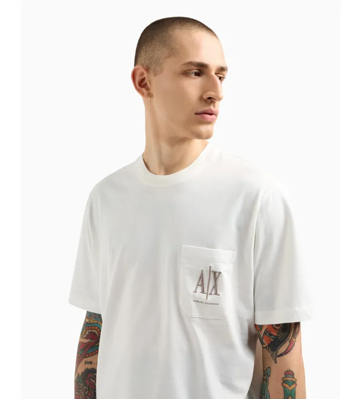 A|X Armani Exchange para hombre. XM000366AF12308U0009 Camiseta de manga corta blanco (L), Casual, Algodón