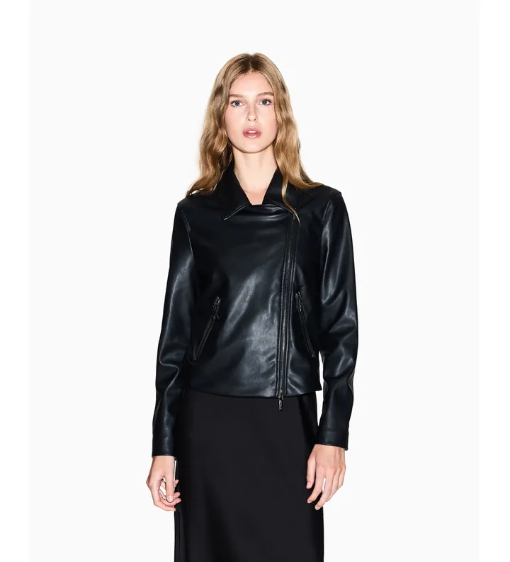A|X Armani Exchange para mujer. XW001433AF16618UC001 Chaqueta Ecopiel negro (L), Casual, Poliéster