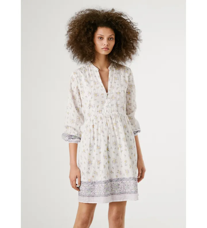 Pepe Jeans para mujer. PL953758 Vestido Lia blanco (M), Casual, Algodón, Manga larga