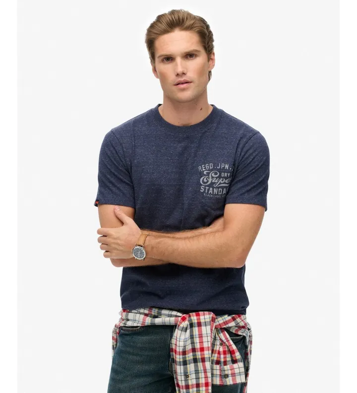 Superdry para hombre. M1012276A Camiseta Industrial Relaxed marino (L), Casual, Algodón, Manga corta