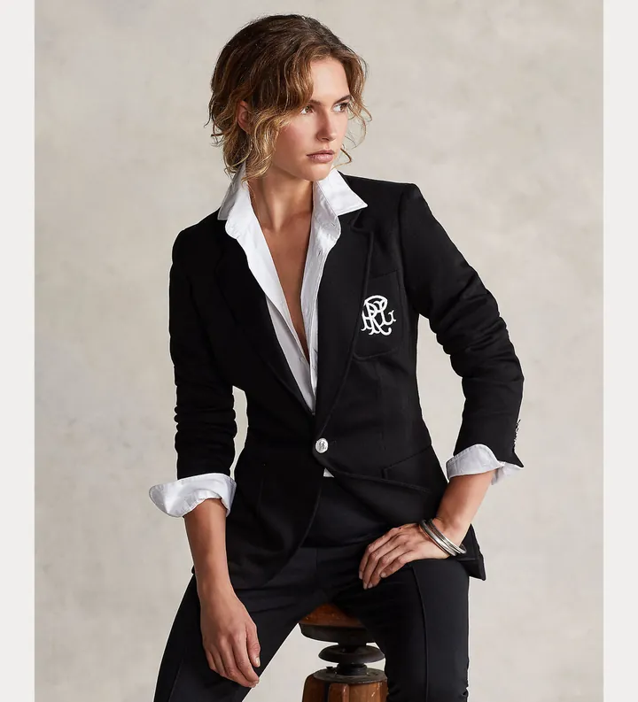 Polo Ralph Lauren para mujer. 211795348001 Blazer Structured negro (32), Casual, Algodón