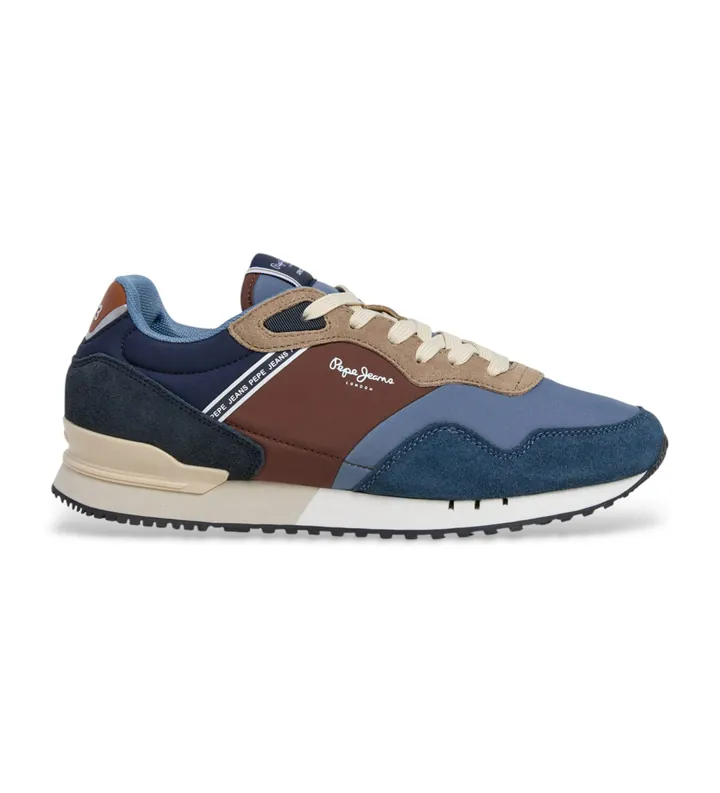 Pepe Jeans para hombre. PMS400030 Zapatillas London Soft azul (41), Tela, Plano, Cordones, Casual