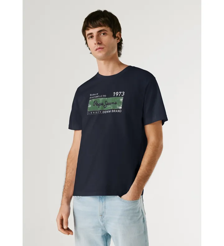 Pepe Jeans para hombre. PM5010361 Camieta Grayson marino (M), Casual, Algodón, Manga corta