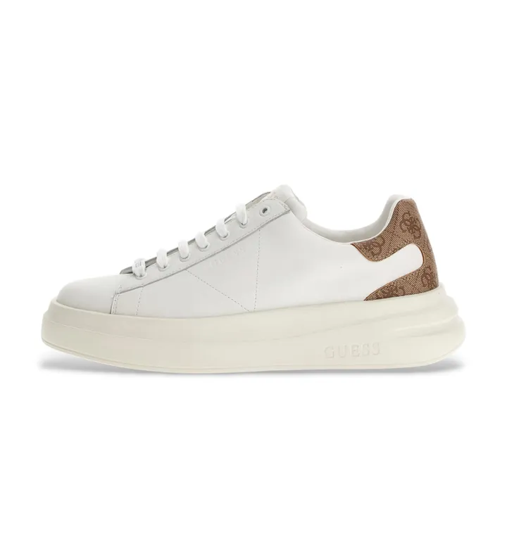 Guess para hombre. FMPVIBLEA12 Zapatillas de Piel Elba blanco (45), Plano, Cordones, Casual