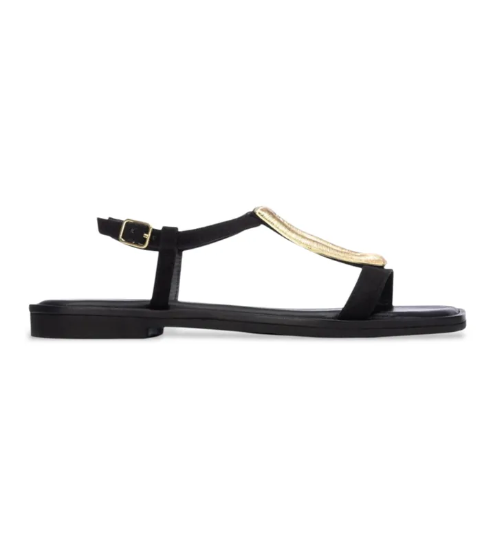 Carmela para mujer. 16329002-NEGRO Sandalias de Piel 163290 negro (36), Plano, Hebilla, Casual, Clásico
