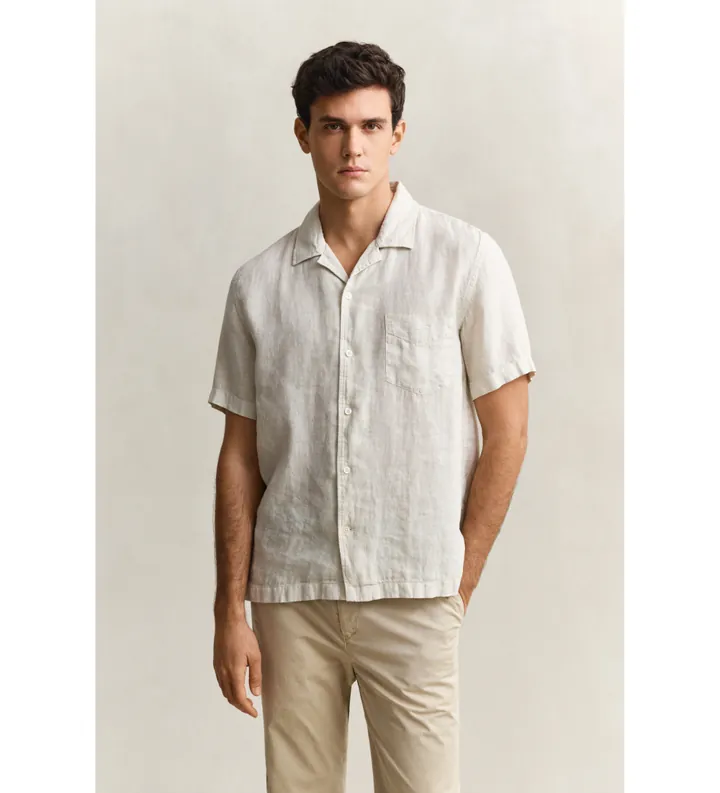Gant para hombre. 3261120 Camisa de lino de manga corta beige (XXL), Casual