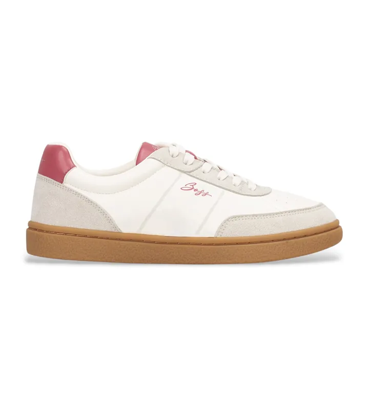 BOSS para mujer. 50563385 Zapatillas Everlynn blanco, rosa (36), Piel, Beige, Plano, Cordones, Casual