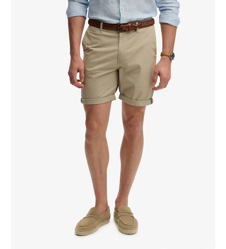 Superdry para hombre. M7110486A Pantalón Corto Premium Regular Chino beige (30), Casual, Algodón