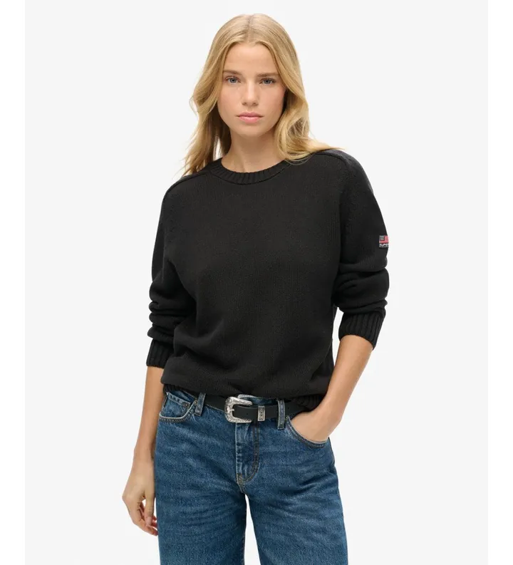 Superdry para mujer. W6110609A Jersey Slouchy negro (L), Casual, Algodón