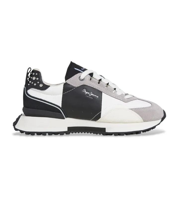 Pepe Jeans para mujer. PLS600004 Zapatillas de piel Archer Court gris (38), Plano, Cordones, Casual