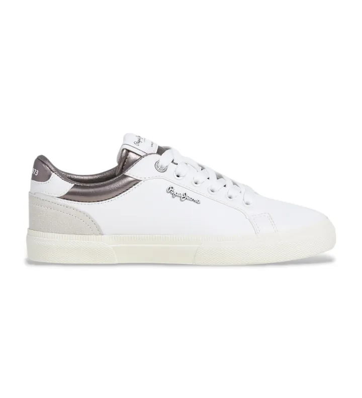 Pepe Jeans para mujer. PLS31588 Zapatillas Kenton Court blanco (39), Plano, Cordones, Casual