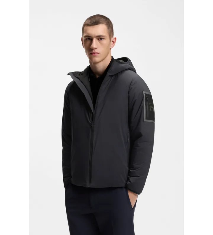 BOSS para hombre. 50551067 Chaqueta repelente al agua con dobladillo ajustable marino (S), Casual, Poliamida