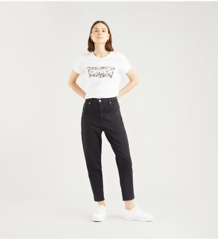 Levi's para mujer. 26986-0006 Jean Tiro Alto Mom negro (29/29), Casual, Algodón, Denim, Elastano