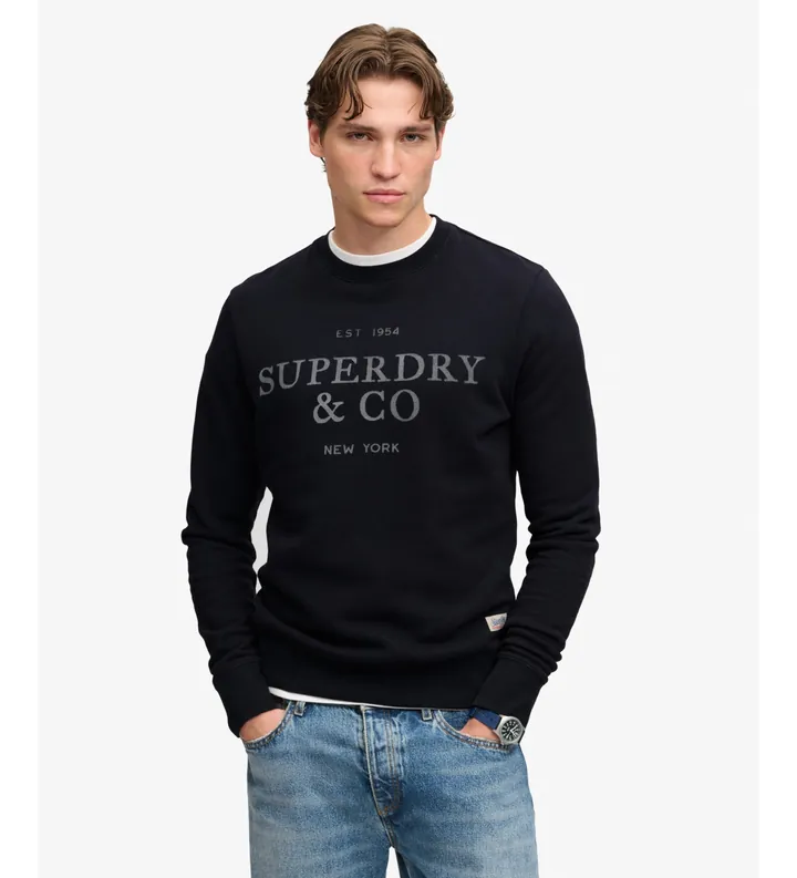 Superdry para hombre. M2014717A Sudadera 1954 Company Relaxed marino (L), Casual, Algodón