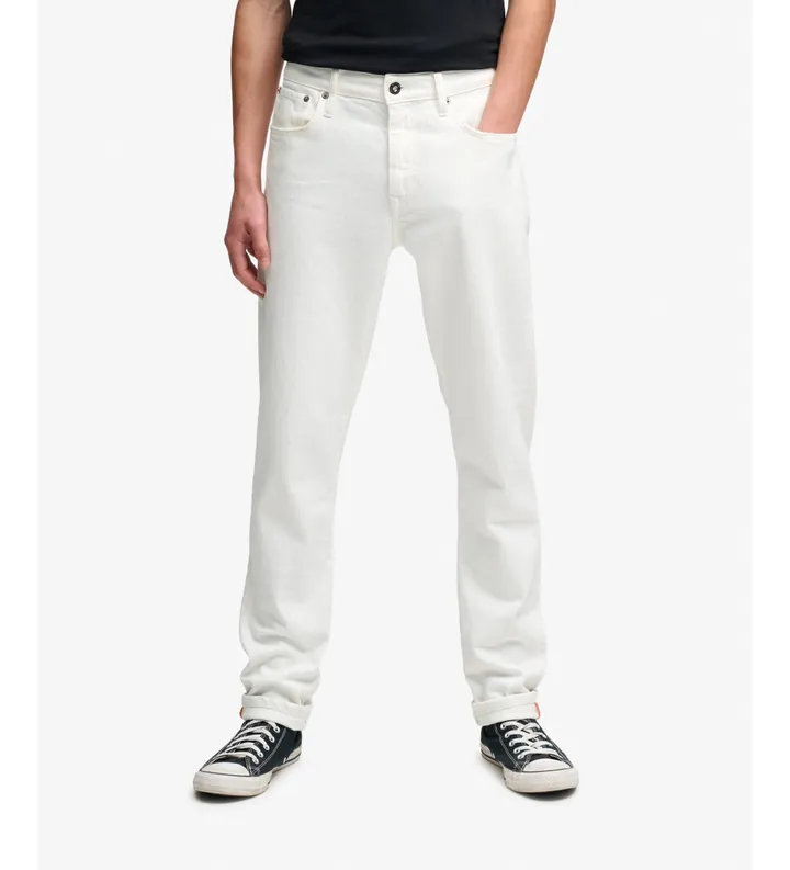 Superdry para hombre. M7010888A Jeans Vintage Slim blanco (32/32), Casual, Algodón