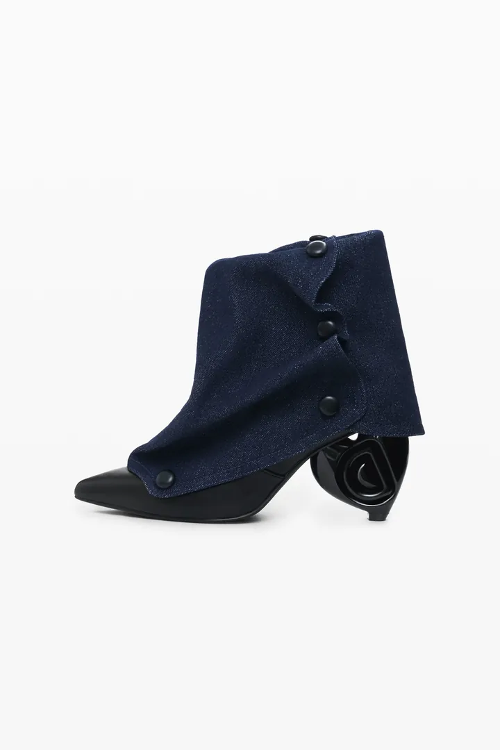 Desigual, Botín solapa denim, Mujer, Negro, 36