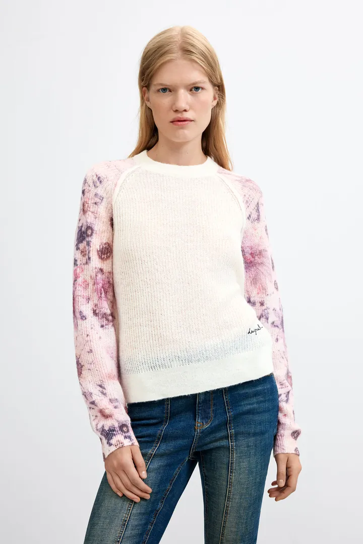 Desigual, Jersey Mangas Estampadas, Mujer, Blanco, L