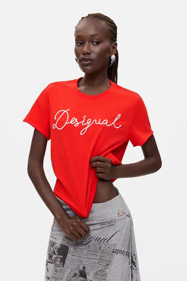 Desigual, Camiseta 100% Algodón Letras, Mujer, Algodon, Negro, L