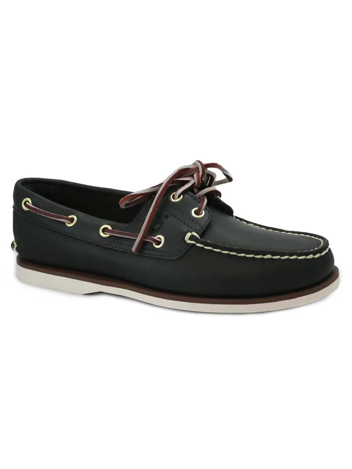 TIMBERLAND Mocasines 'TIMBERLAND 174036 CLASSIC BOAT SHOE barca navy blu scarpe uomo lacci light pelle' negro denim