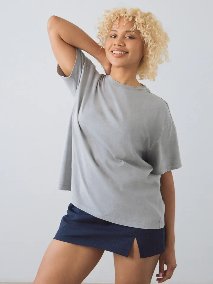 Honest Basics Camiseta talla grande  gris / gris humo / gris claro