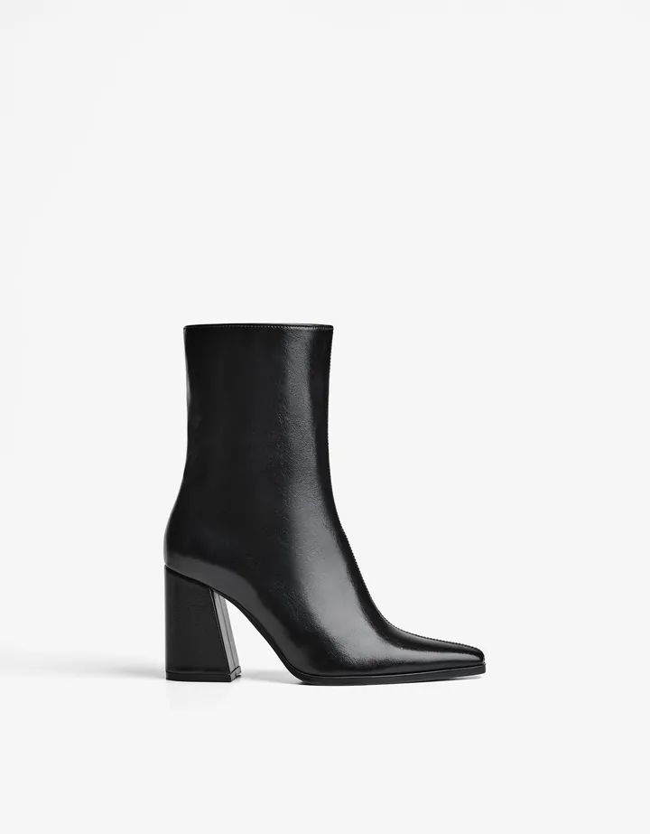 Bershka Botín Tacón Ancho Mujer 35 Negro