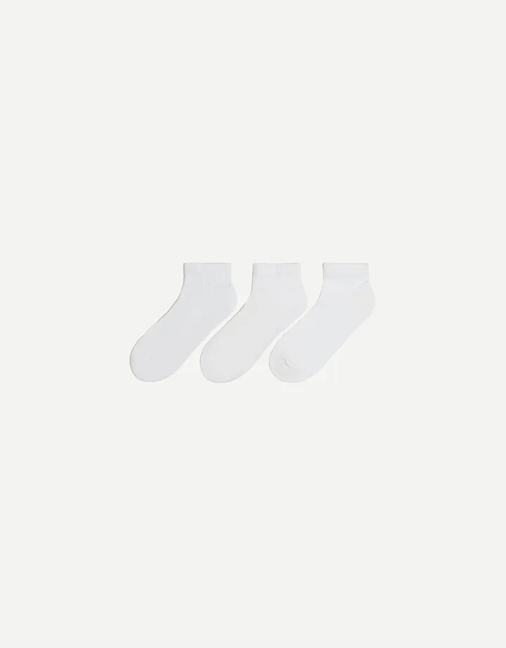 Bershka Pack 3 Calcetines Sport Tobilleros Hombre L Blanco