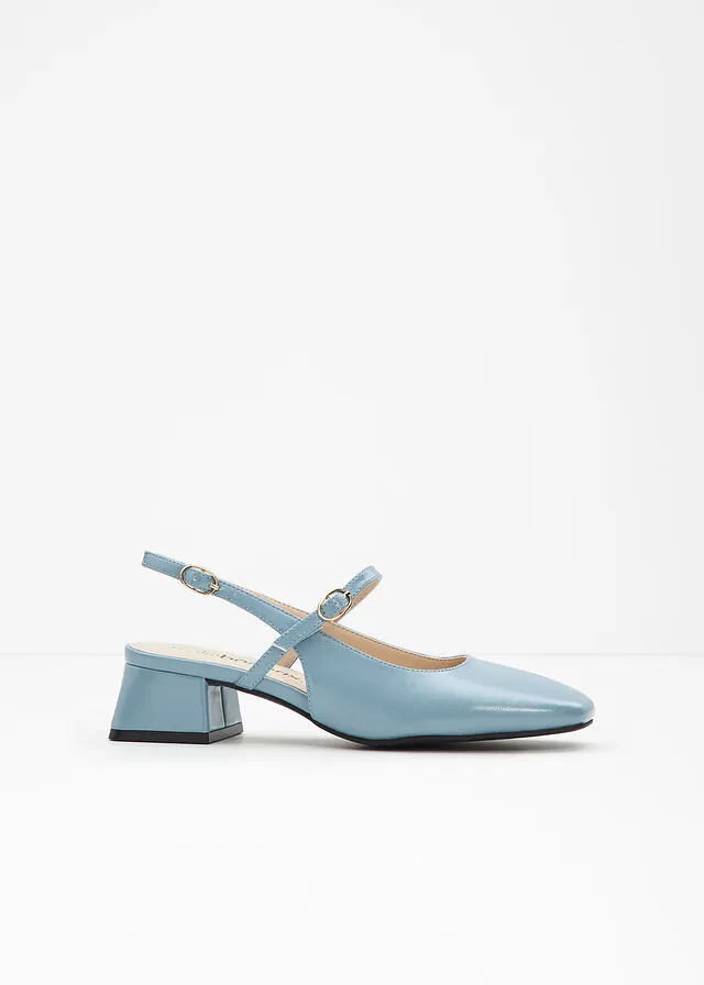 Zapatos con talón al descubierto y tira