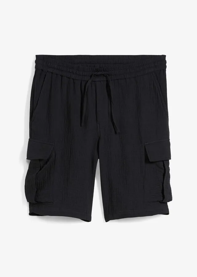Bermudas regular fit de muselina ligera