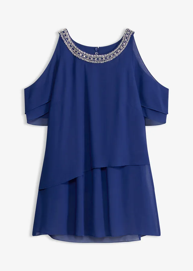 Blusa de gasa fina con aplicación de piedras