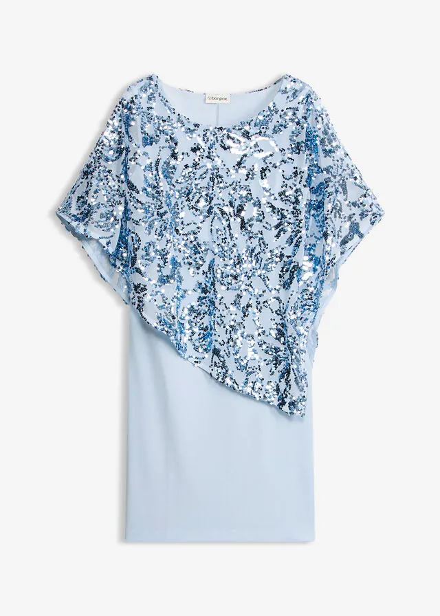 Vestido de cóctel con capa de lentejuelas