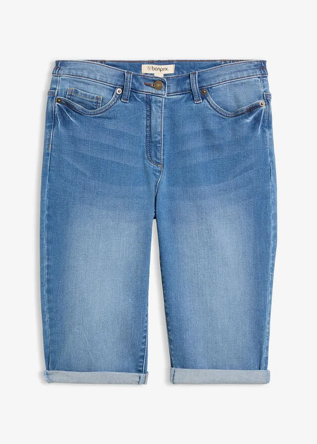 Bermudas vaqueras, mid waist, con cintura cómoda