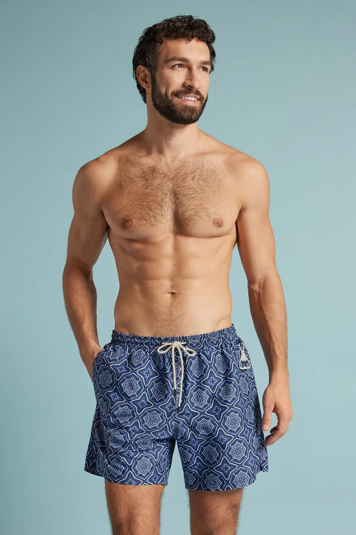 Intimissimi Bañador Bóxer con Estampado Mosaico Azul Hombre Azul Tamaño L