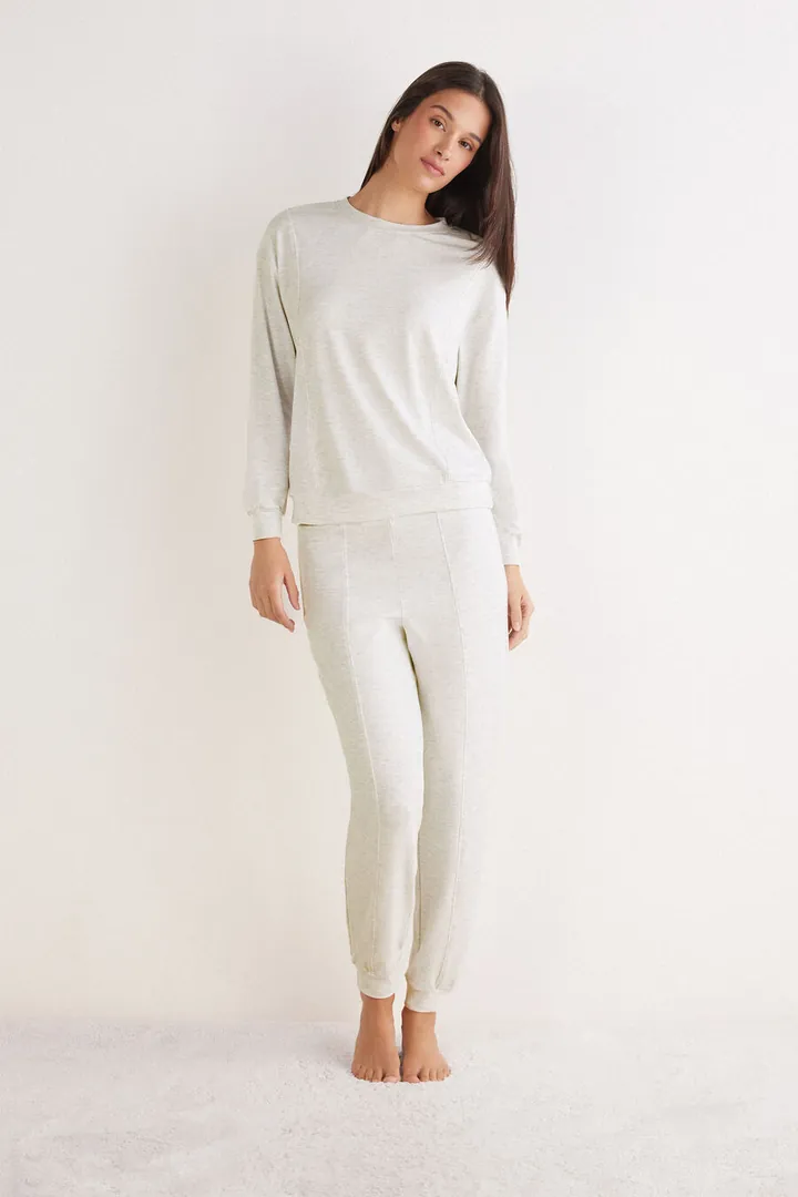 Intimissimi Pijama Largo de Modal Comfort Details Mujer Gris Tamaño L