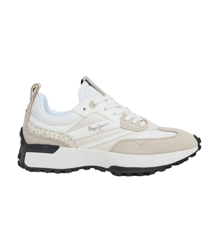 Pepe Jeans para mujer. PLS60005 Zapatillas de Piel Lucky Print blanco (37), 1 a 3cm, Cordones, Casual