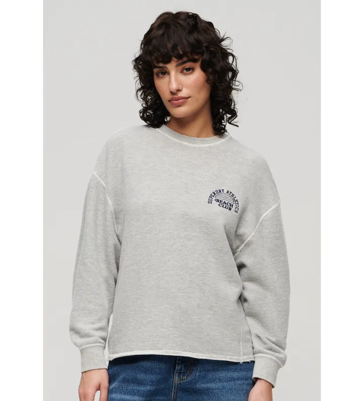 Superdry para mujer. W2012072A Sudadera Athletic Essential gris (L), Casual, Algodón, Manga larga
