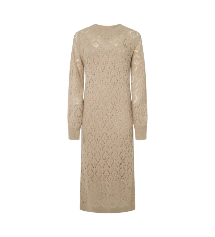 Pepe Jeans para mujer. PL953588 Vestido Hailey beige (L), Casual, Acrílico, Manga larga