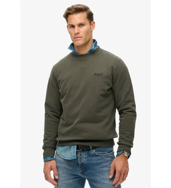 Superdry para hombre. M2013751A Sudadera Essential verde (L), Casual, Algodón