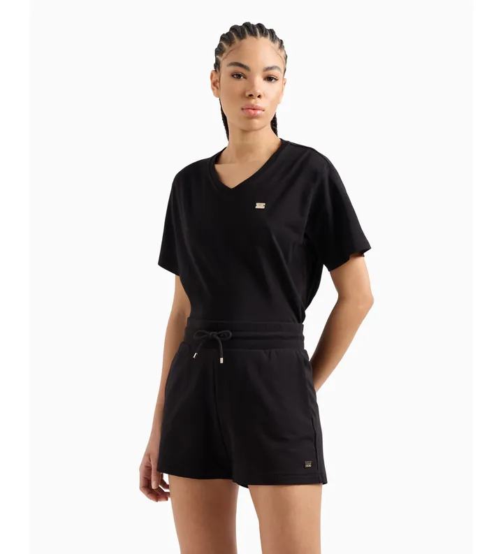 EA7 para mujer. 7W000079_AF13135 Pantalón corto Felpa negro (3XL), Casual, Deportivo, Algodón, Multideporte