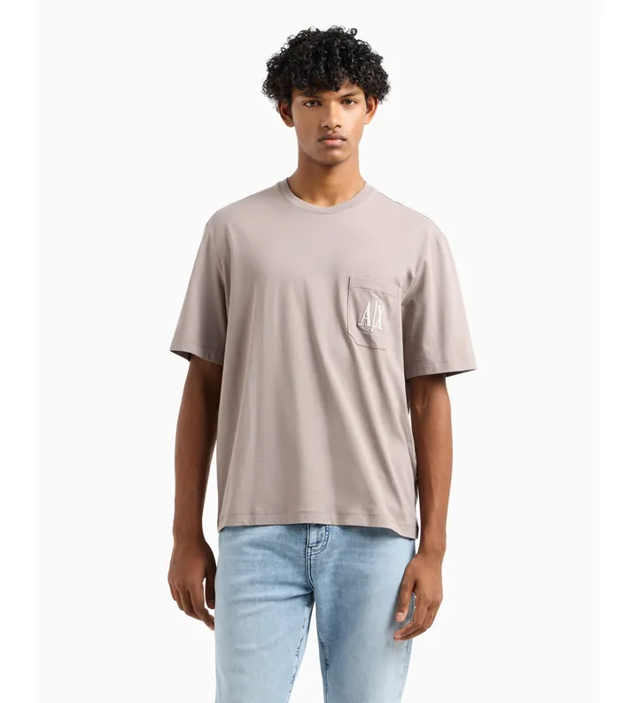 A|X Armani Exchange para hombre. XM000366AF12308U6107 Camiseta Relax beige (L), Casual, Algodón, Manga corta