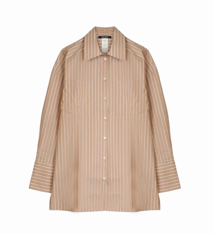 PennyBlack para mujer. 2511111203200 Camisa Robot marrón (M), Casual, Algodón, Manga larga