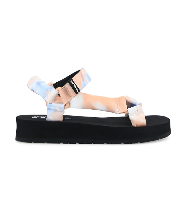 NO NAME para mujer. MNMETP0 Sandalias planas multicolor (36), Tela, 3 a 5cm, Velcro, Casual